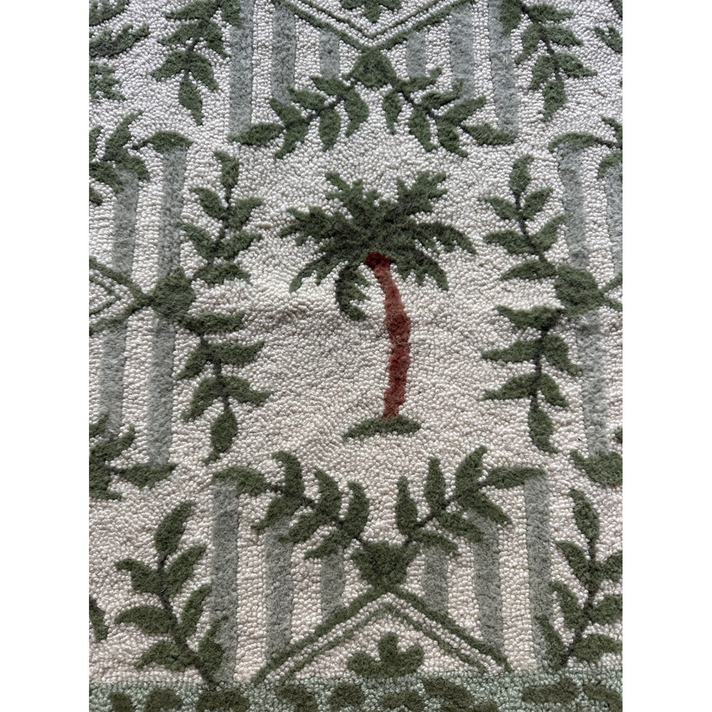 C & F Enterprises Wool Hand Hooked Palm Tree Tropical Accent Rug 23x34 Green - Picture 3 of 5